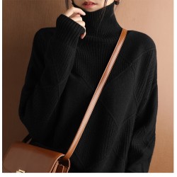 sweater women turtleneck sweater pure color knitted turtleneck pullover