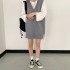Dresses V-Neck Split Knitted Lace Up Sleeveless Style Elegant Lady Dress