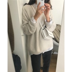 Women's Sweaters Pullovers Minimalist Oversize Pink Solid Lady Jumpers